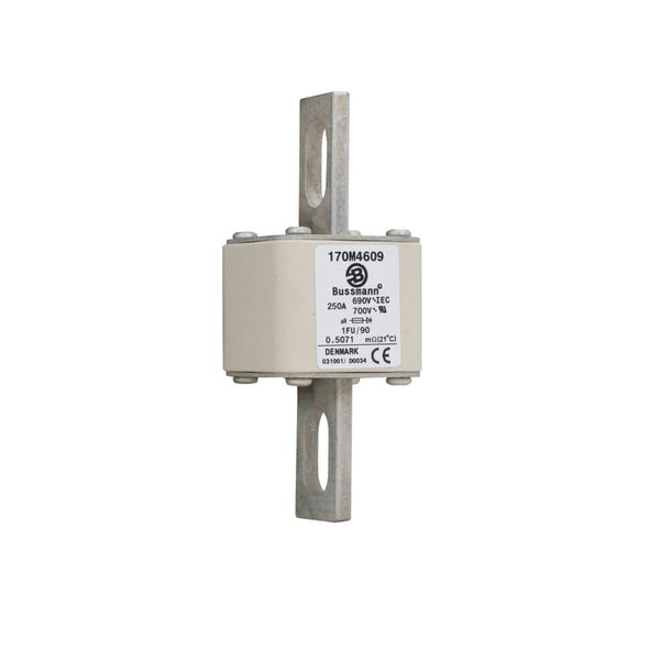 Fuse-link, high speed, 250 A, AC 690 V, size 1, 53 x 69 x 136 mm, aR, IEC, UL, no indicator, 90 mm centers image 5