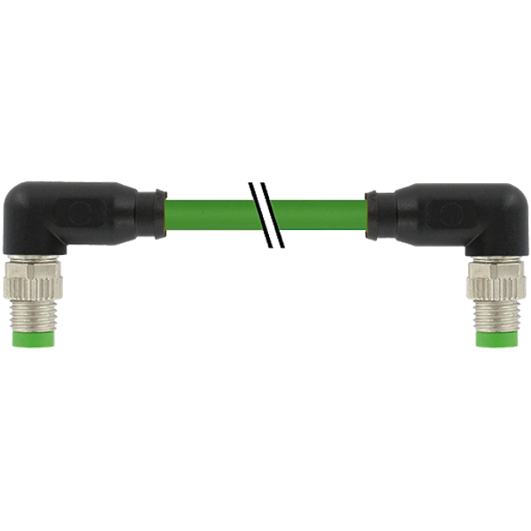 M8 male 90° / M8 male 90° A PUR 1x4xAWG26 shielded gn+dragch 5m image 1