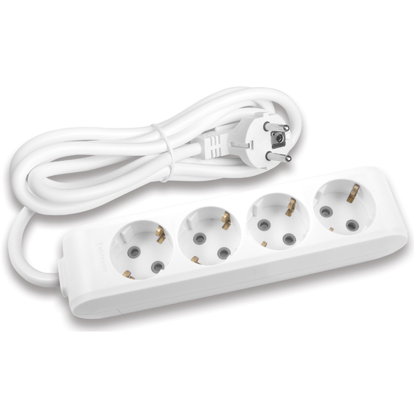 X-tendia White Four Gang Earth Socket with Cable CP image 1