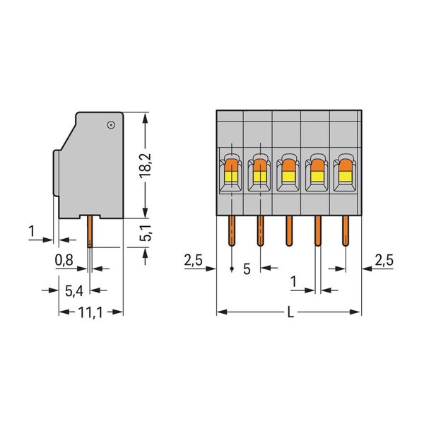 PCB terminal block 2.5 mm² Pin spacing 5 mm light gray image 1