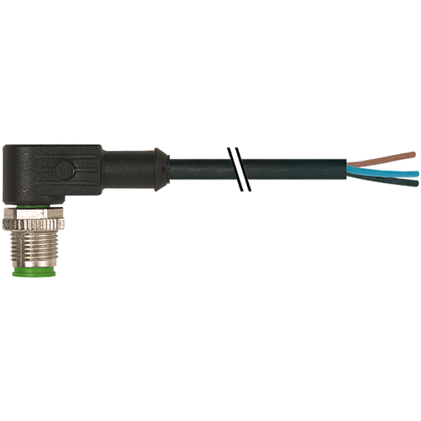 M12 male 90° A-cod. with cable PUR 4x0.34 bk UL/CSA+drag ch. 15m image 1