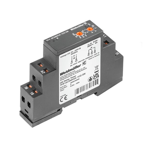 Timing relay, 24...240 V UC -15 % / +10 %, 1 CO contact (AgNi) , 8 A,  image 1