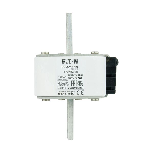 Fuse-link, high speed, 1600 A, AC 690 V, size 3, 76 x 92 x 135 mm, aR, IEC, UL, single indicator image 8