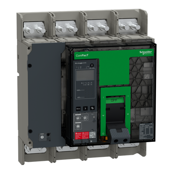 Circuit breaker, ComPacT NS1250N, 50kA at 415VAC, 4P, fixed, manually operated, MicroLogic 2.0E control unit, 1250A image 2