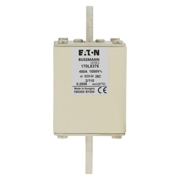 Fuse-link, high speed, 450 A, AC 1000 V, Size 2, 61 x 61 x 141 mm, aR, DIN, IEC, single indicator image 15