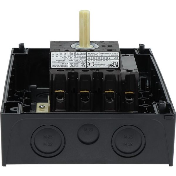 Main switch, P3, 63 A, surface mounting, 3 pole + N, STOP function, With black rotary handle and locking ring, Lockable in the 0 (Off) position image 6
