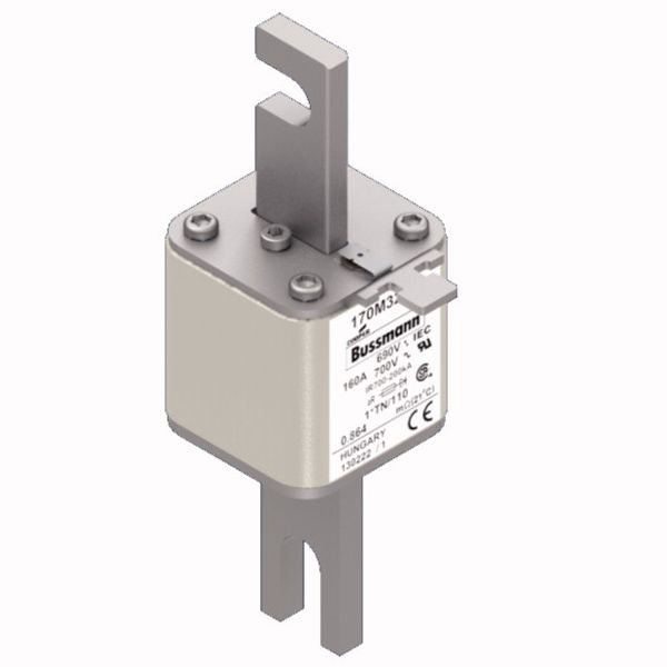 Fuse-link, high speed, 160 A, AC 690 V, compact DIN 1, 45 x 58 x 134 mm, aR, DIN, IEC, single indicator, 80 mm centres image 2