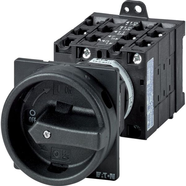 Main switch, T3, 32 A, rear mounting, 5 contact unit(s), 9-pole, STOP function, With black rotary handle and locking ring image 3
