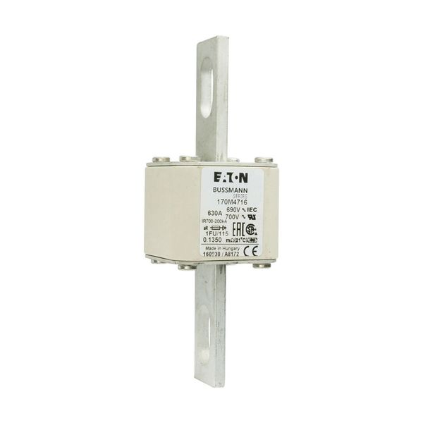 Fuse-link, high speed, 630 A, AC 690 V, size 1, 53 x 69 x 136 mm, aR, IEC, UL, no indicator, 115 mm centers image 6