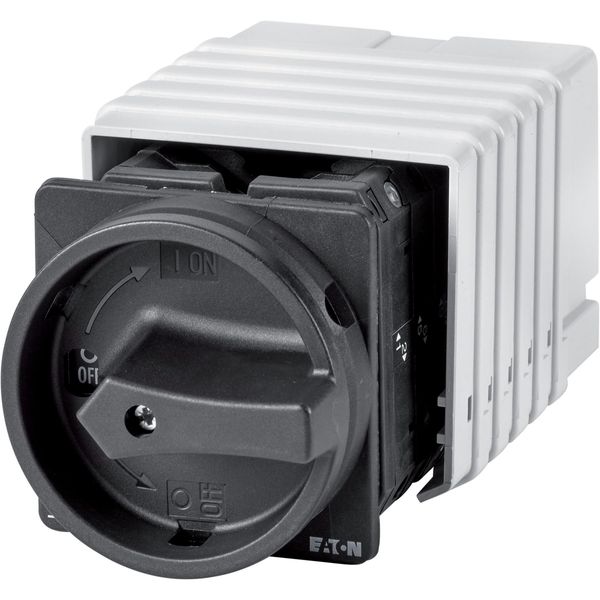 Main switch, T5B, 63 A, flush mounting, 6 contact unit(s), 9-pole, 2 N/O, 1 N/C, STOP function, With black rotary handle and locking ring image 2