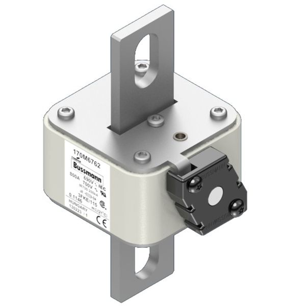 Fuse-link, high speed, 800 A, AC 690 V, size 3, 76 x 92 x 139 mm, aR, IEC, UL, single indicator image 2