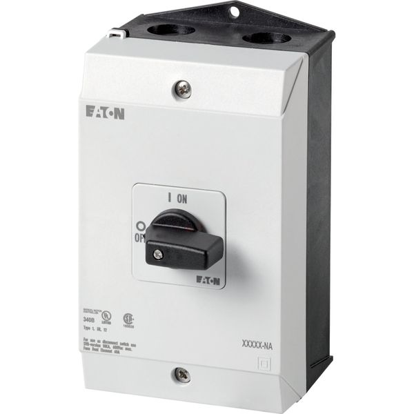 On-Off switch, T3, 32 A, surface mounting, 4 contact unit(s), 8-pole, with black thumb grip and front plate, UL/CSA image 2