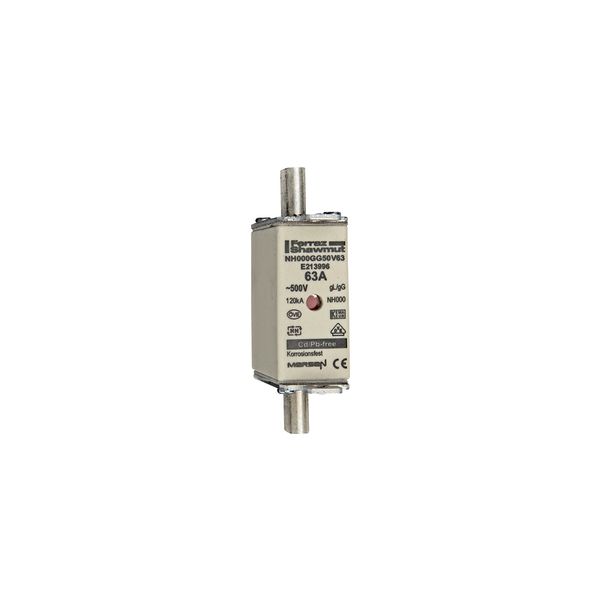 Fuse-link NH000 gG 500VAC 63A live tags Double indicator image 1