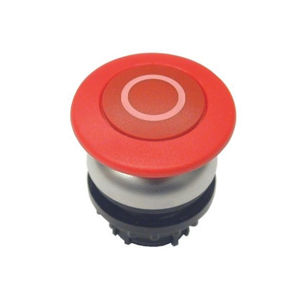 Mushroom actuator, RMQ-Titan, Mushroom, maintained, Mushroom red, red, inscribed, Bezel: titanium image 1