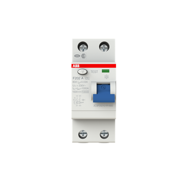 F202 A-80/0.03 Residual Current Circuit Breaker 2P A type 30 mA image 5