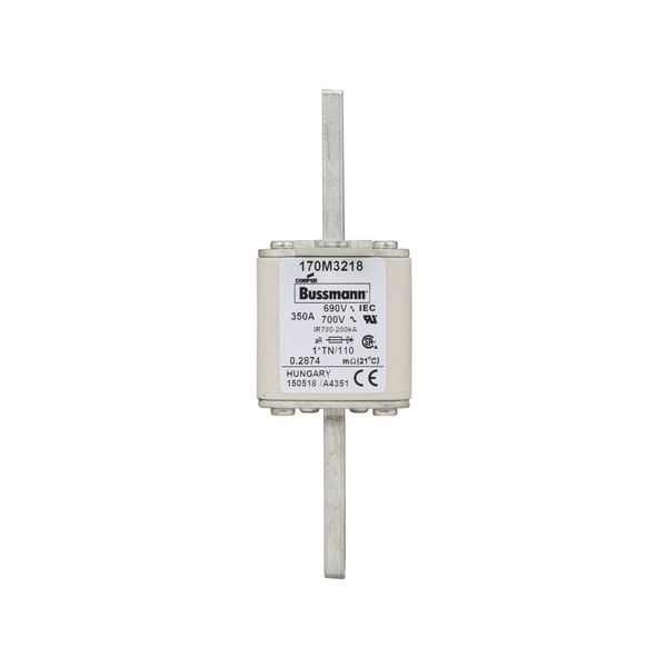 Fuse-link, high speed, 350 A, AC 690 V, compact DIN 1, 45 x 58 x 134 mm, aR, DIN, IEC, single indicator, 80 mm centres image 9