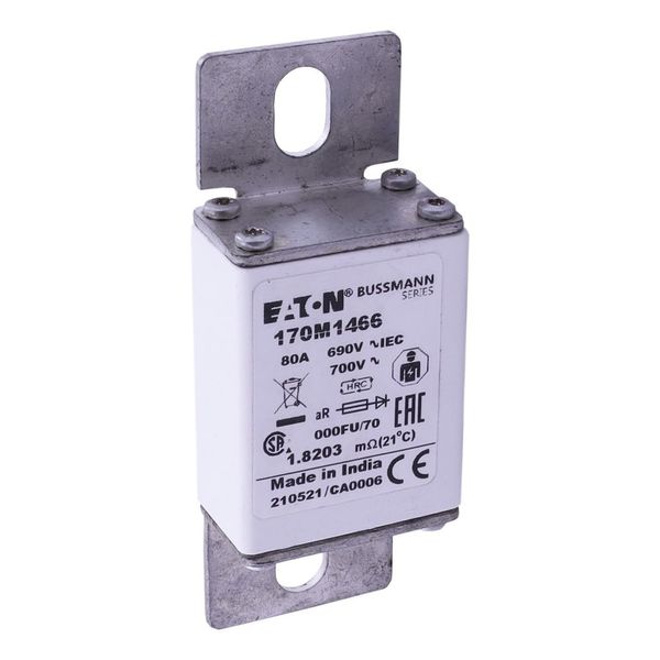 Fuse-link, high speed, 80 A, AC 690 V, size 000, 24 x 36 x 96 mm, aR, IEC image 11