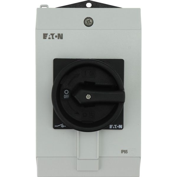 Main switch, P1, 40 A, surface mounting, 3 pole, STOP function, With black rotary handle and locking ring, Lockable in the 0 (Off) position, hard knoc image 1