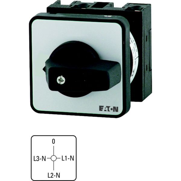 Voltmeter selector switches, T0, 20 A, flush mounting, 2 contact unit(s), Contacts: 4, 90 °, maintained, With 0 (Off) position, 0-L1/N L2/N L3/N, Desi image 4