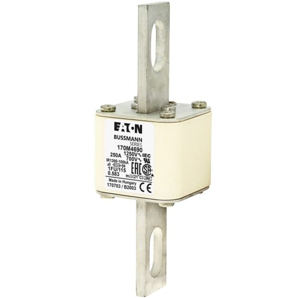 Fuse-link, high speed, 250 A, AC 1250 V, size 1, 53 x 69 x 160 mm, aR, IEC, UL image 2