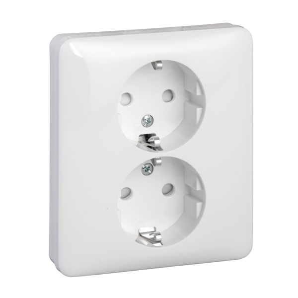 Exxact double socket-outlet earthed screw white image 2