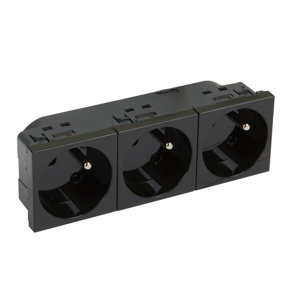 MOSAIC MULTI SUPPORT 3X2P+E FB PREWIRED 6 MODULES INCLINED 45 BLACK SOCKET image 1