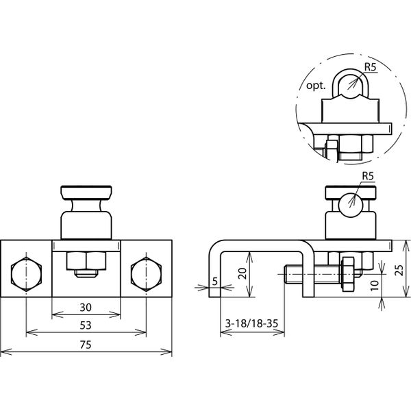 Terminal St/tZn, horizontal type, f. profiles 18-35mm with KS co image 2