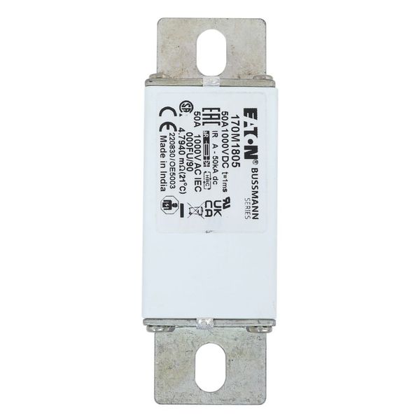 Fuse-link, high speed, 50 A, DC 1000 V, size 000, 24 x 36 x 115 mm, aR, IEC image 5