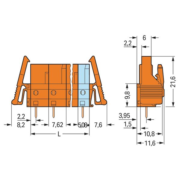 THT female header straight Pin spacing 7.62 mm orange image 3