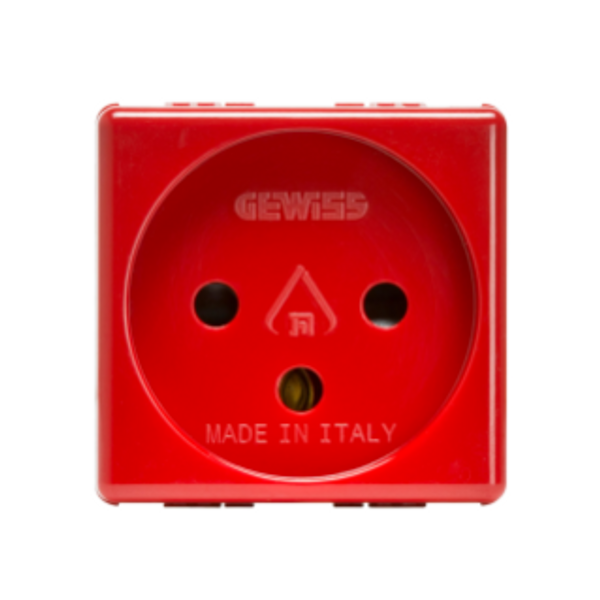 ISRAELI STANDARD SOCKET-OUTLET 250V ac - FOR DEDICATED LINES - 2P+E 16A - 2 MODULES - RED - SYSTEM image 1