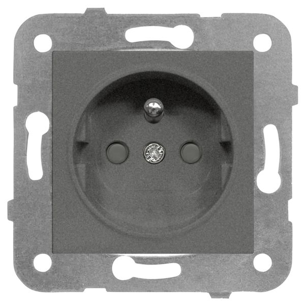 Pin socket outlet, saftey shutter, screw clamps, anthracite image 1
