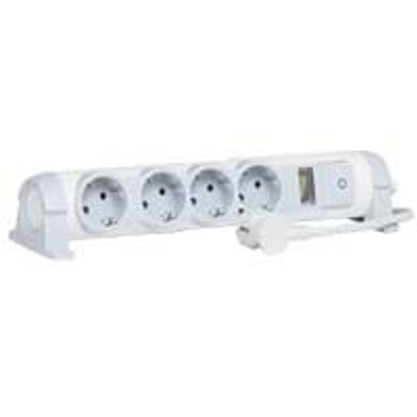 Multi-outlet extension for comfort/safety - 4x2P+E + indicator - 1.5 m cord image 1