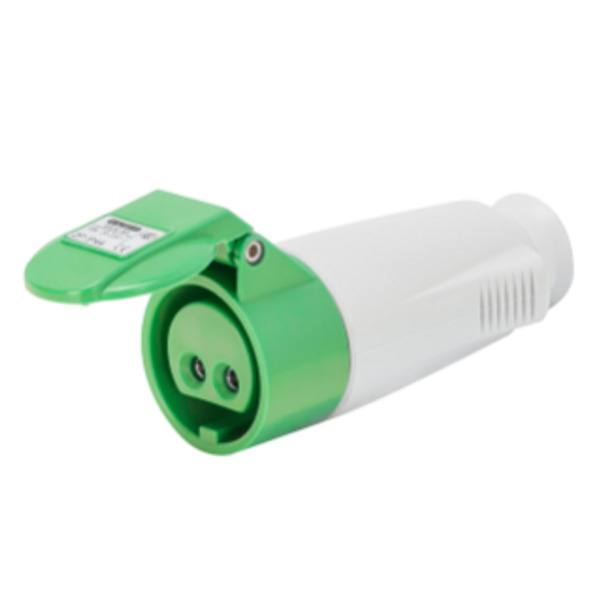 STRAIGHT CONNECTOR - IP44 - 2P 32A 20-25V and 40-50V 100-200HZ - GREEN - 4H - SCREW WIRING image 1