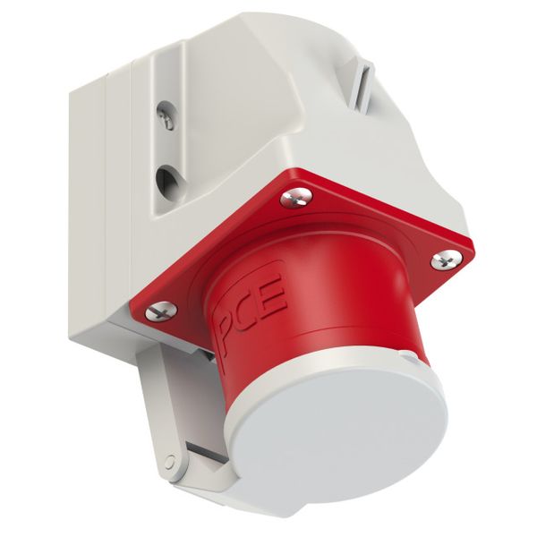 CEE-wall mounted plug 32A 3p 9h with lid image 1
