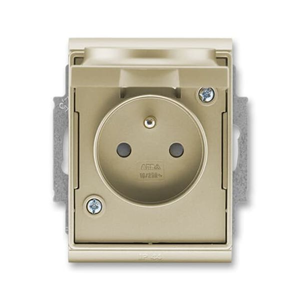 5598-2069 S Double socket outlet with earthing pins, with hinged lids, IP 44, for multiple mounting, with surge protection image 1