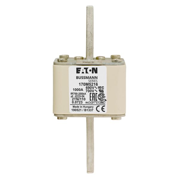 Fuse-link, high speed, 1000 A, AC 690 V, DIN 2, 61 x 75 x 138 mm, aR, DIN, IEC, single indicator image 8