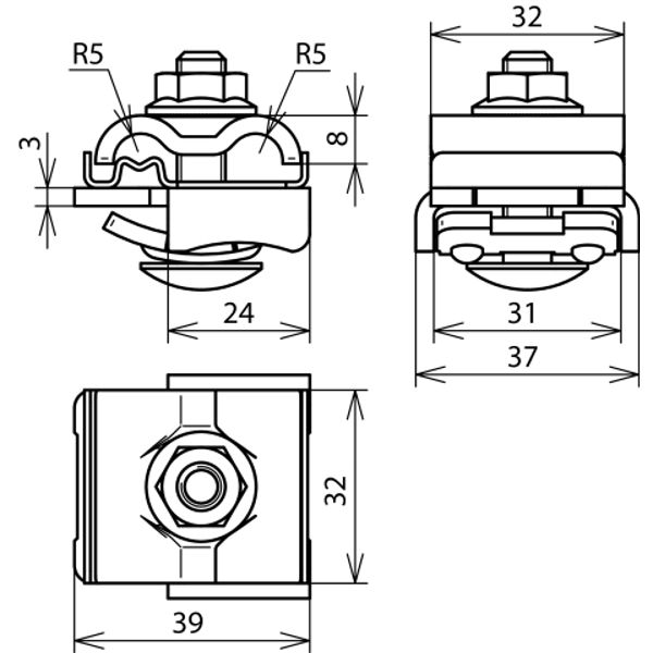 UNI saddle clamp StSt/Al f. Rd 8-10mm conductor 4-50mm² f. saddles 0.7 image 2