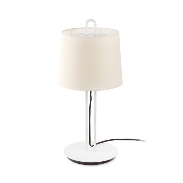 MONTREAL WHITE TABLE LAMP BEIGE LAMPSHADE image 1
