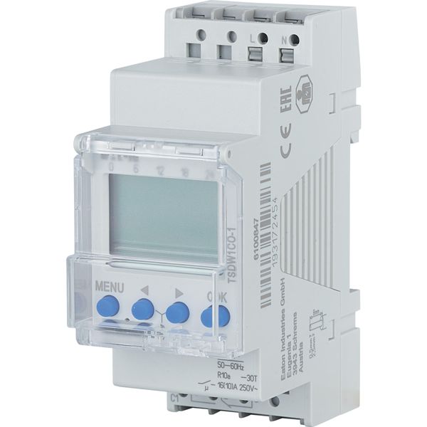 Digital Timeswitch, DIN rail 2 TE, weekly program, 1 channel, changeover contact, push terminals image 3