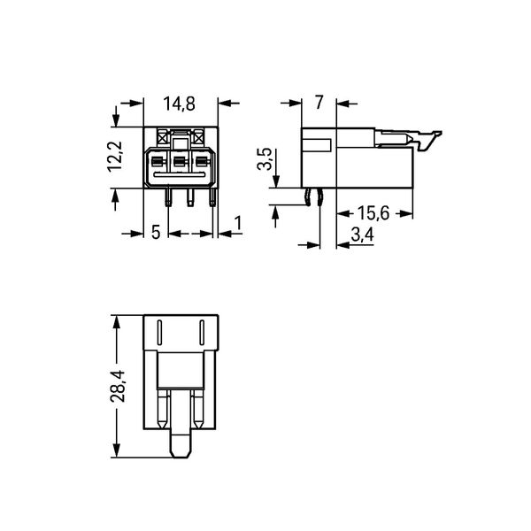 Plug for PCBs angled 3-pole white image 5