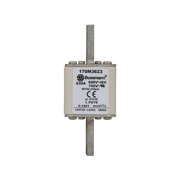 Fuse-link, high speed, 630 A, AC 690 V, compact size 1, 45 x 45 x 110 mm, aR, IEC, UL image 13