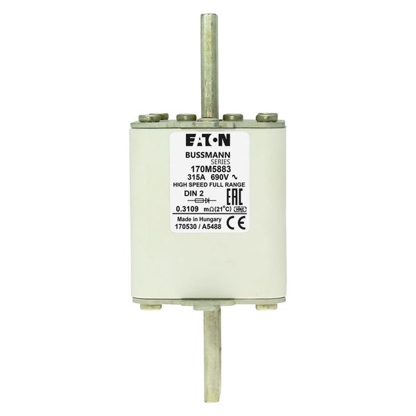 Fuse-link, high speed, 315 A, AC 690 V, DIN 2, 60 x 74 x 150 mm, gR, DIN, IEC, single indicator image 10