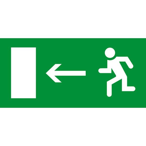 Label - for emergency lighting luminaires - exit door on left - 310x112 mm image 2
