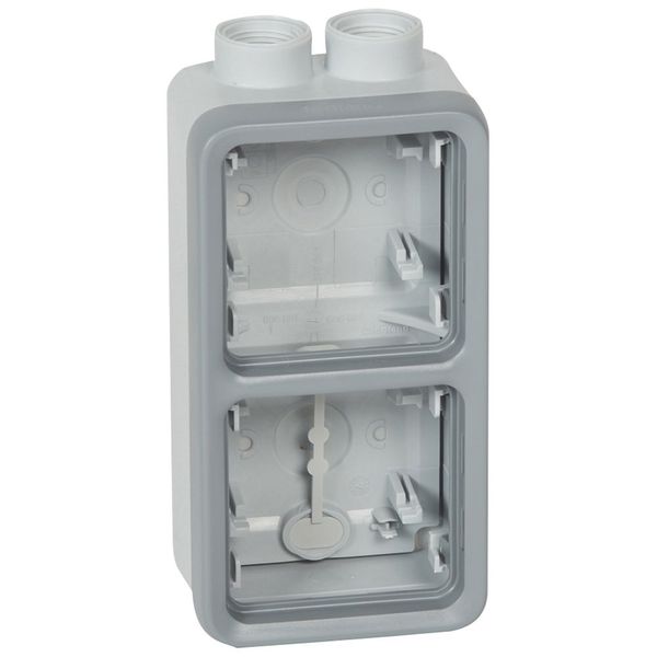 Surface mounting box Plexo IP 55 - 2 gang vertical - for cable glands - grey image 2