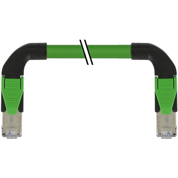 RJ45 90° left/RJ45 90° right PUR 1x4xAWG22 shielded gn+dragch 3m image 1