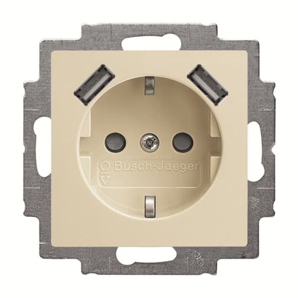 20 EUCB2USB-92-507 Socket insert Protective contact (SCHUKO) with USB AA white - Basic55 image 1
