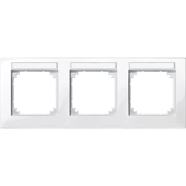 M-PLAN frame, can be labeled three times, horizontal installation, polar white glossy image 1