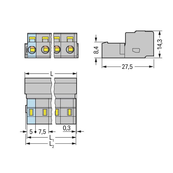 1-conductor male connector CAGE CLAMP® 2.5 mm² gray image 2