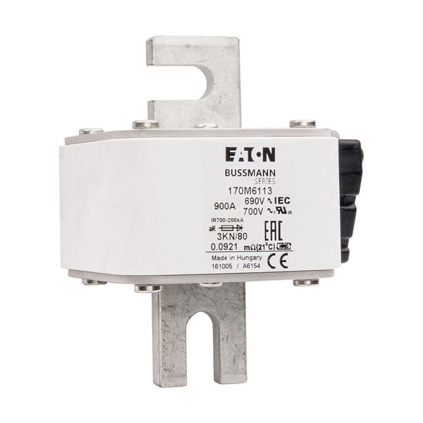 Fuse-link, high speed, 900 A, AC 690 V, DIN 3, 76 x 92 x 109 mm, aR, DIN, IEC, single indicator image 9