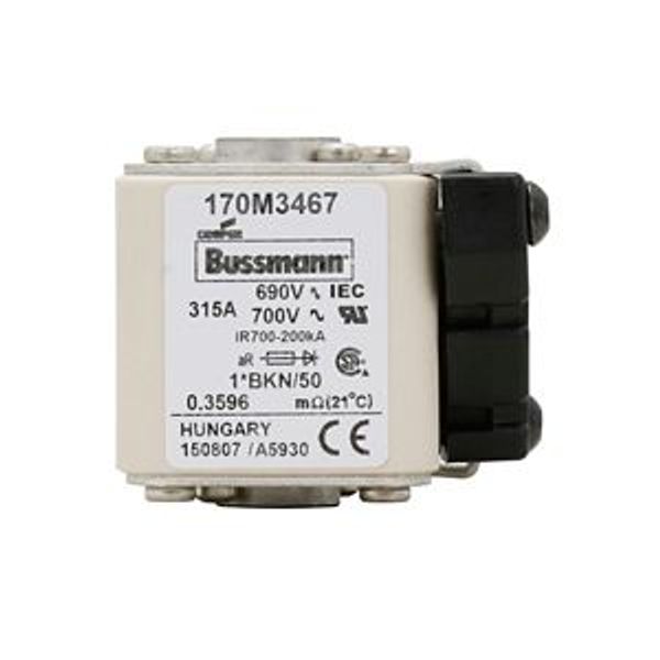 Fuse-link, high speed, 315 A, AC 690 V, compact size 1, aR, IEC, UL, single indicator image 6